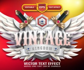Vintage 3d game logo with editable text effect vector