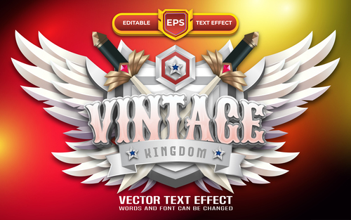 Vintage 3d game logo with editable text effect vector