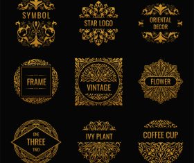 Vintage floral labels calligraphic luxury design vector