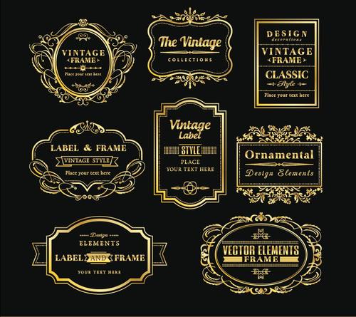 Vintage golden logos vector