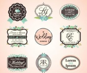 Vintage wedding badges vector