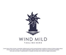 Wooden windmill logo design vector