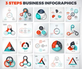 3 steps business information vector