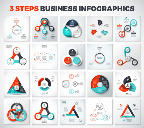 3 steps business information vector
