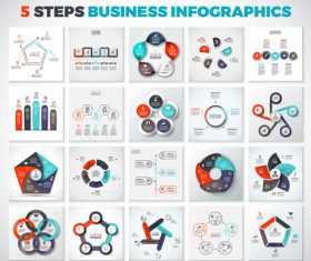 5 steps business infographics vector