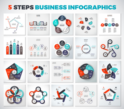 5 steps business infographics vector