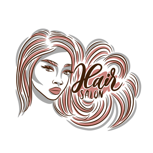 Beautiful girl illustration and calligraphy vector
