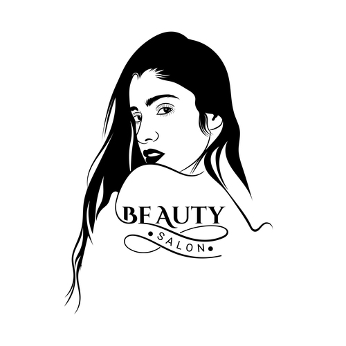 Beautiful girl line art vector