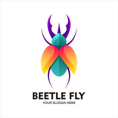 Beetle fly logo vector