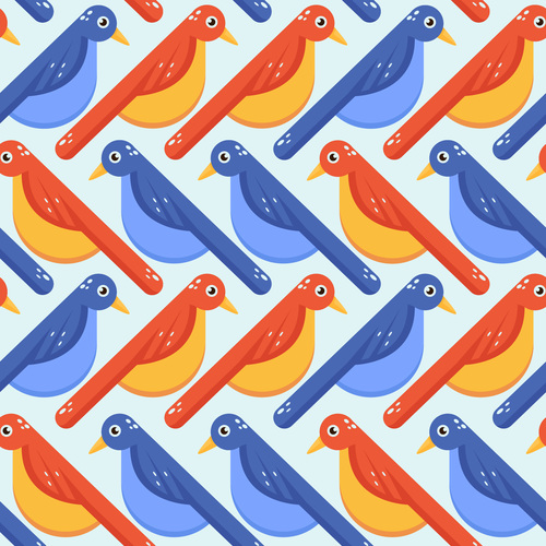 Bird colorful seamless pattern vector