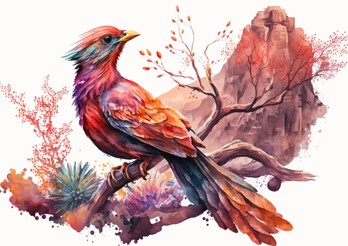 Bird watercolor painting vector
