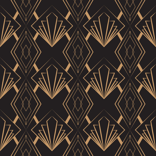 Black background art deco pattern vector