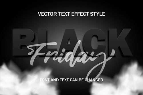 Black friday 3d editable text effect font vector