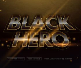 Black gold heroes 3d text effect vector