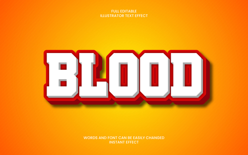 Blood text effect font vector