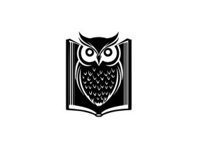 Book and owl silhouette vector logo