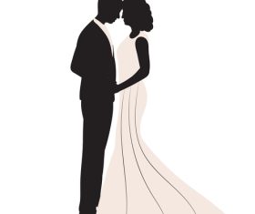 Bride and groom silhouette vector