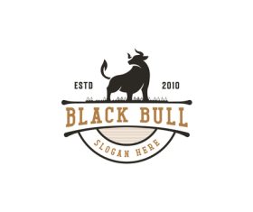 Bull cattle logo the title brand name vector