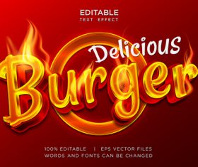 Burger editable text effect vector