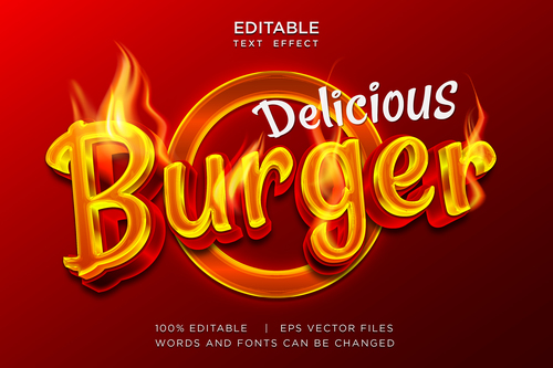 Burger editable text effect vector