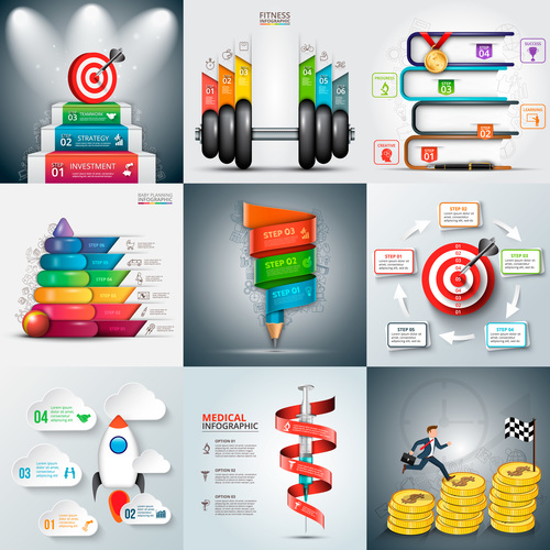 Business fitness and baby infographic vector