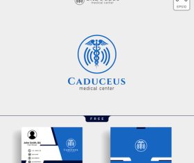 Caduceus abstract background business card vector
