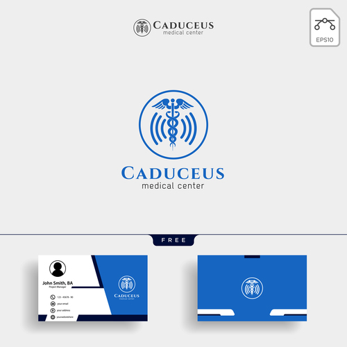 Caduceus abstract background business card vector
