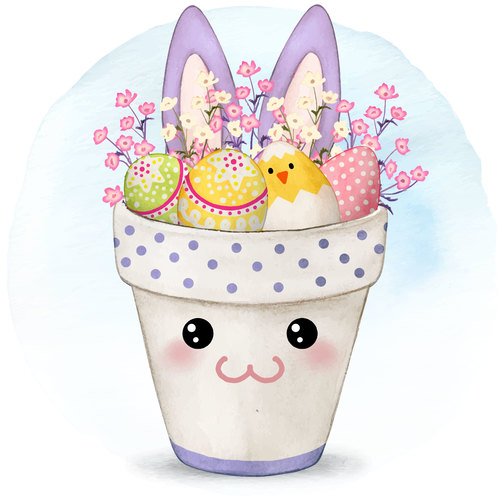 Cartoon paper cups and easter eggs vector