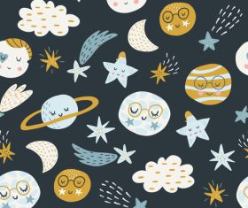 Childrens painting space seamless pattern vector