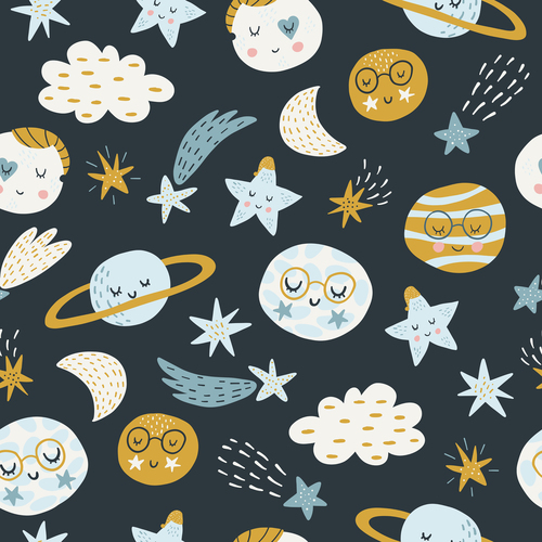 Childrens painting space seamless pattern vector