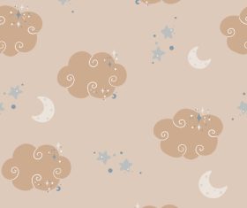 Cloud and moon cartoon background pattern vector