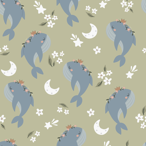 Clouds and sharks cartoon background pattern vector