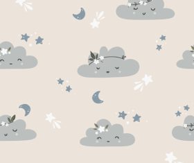 Clouds with wreaths cartoon background pattern vector