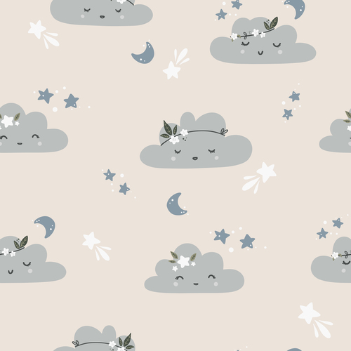 Clouds with wreaths cartoon background pattern vector
