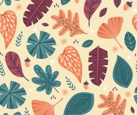 Colorful leaves forest seamless pattern vector