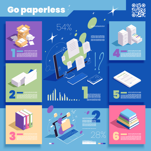 Concept infographics go paperless vector