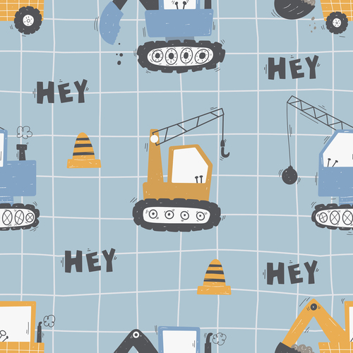 Construction machine cartoon background pattern vector