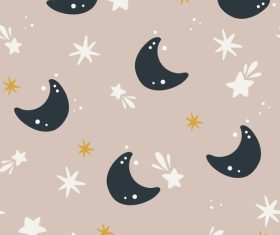 Curved moon seamless pattern vector