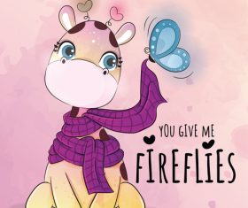 Cute giraffe cartoon illustration vector