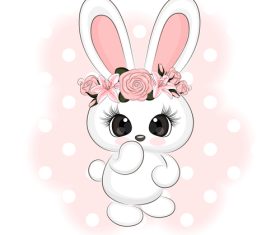 Cute white bunny vector