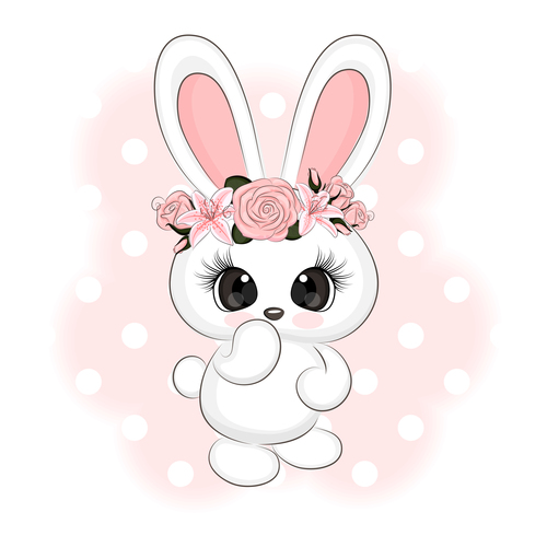Cute white bunny vector