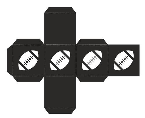 Cuttable cube box with rugby ball holes vector