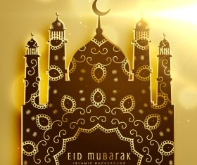 Decorated mosque silhouette holiday greeting card vector