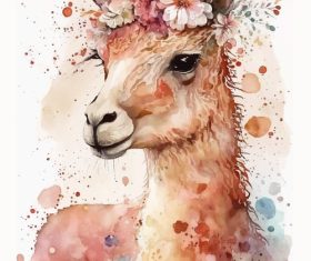 Deer watercolor painting vector