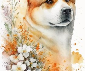 Dog watercolor painting vector