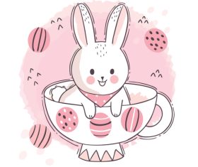 Easter bunny cartoon painted illustrations vector