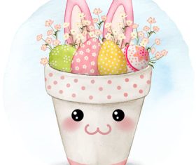 Easter eggs in flowerpot vector