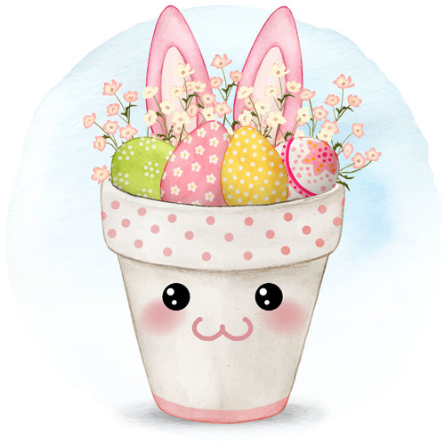 Easter eggs in flowerpot vector