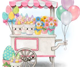 Easter flower market cart vector