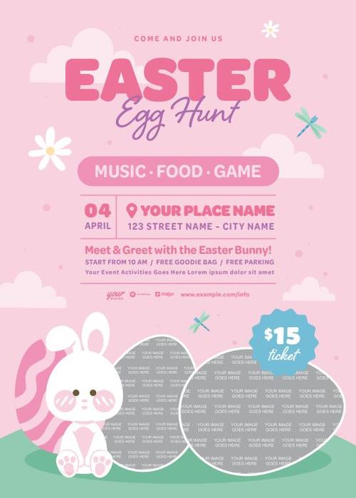 Easter flyer template vector